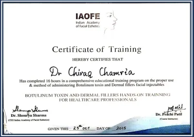 Certificate Dr Chirag Chamria