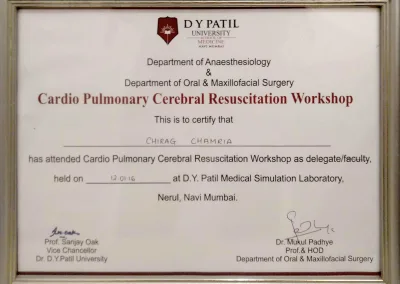 Certificate Dr Chirag Chamria