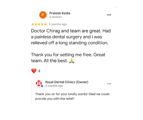 Patient Reviews: Oral and Maxillofacial Surgeon Dental Clinic in Kandivali